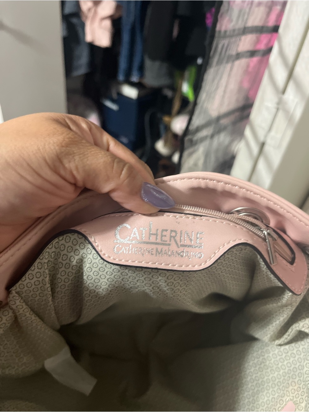 Catherine Malandrino Soft Pink Shoulder Bag with Silver Accents